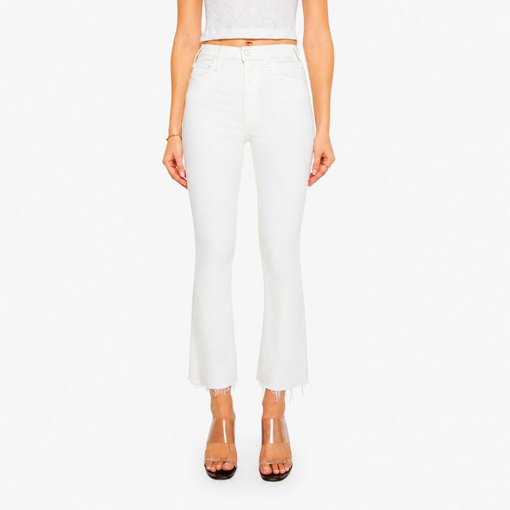 Mother Jeans The Hustler Ankle Fray Hem High Rise Fairest Of Them All White 30